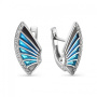 Серьги из серебра с витражной эмалью и фианитами «Веер»