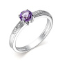 Серебряное кольцо с аметистом и бриллиантом