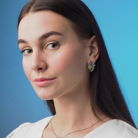 Серьги из серебра «Чертополох» с эмалью
