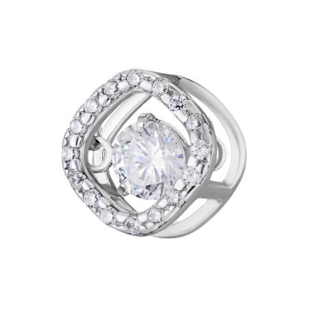 Подвеска серебряная с танцующими, качающимися фианитами