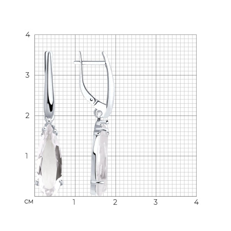 Серьги из серебра с горным хрусталём «Капля»