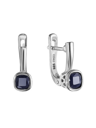 Серьги из серебра с натуральным сапфиром