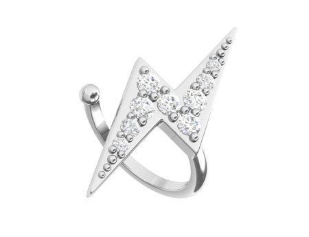 Серебряный кафф «Молния» с бесцветными фианитами