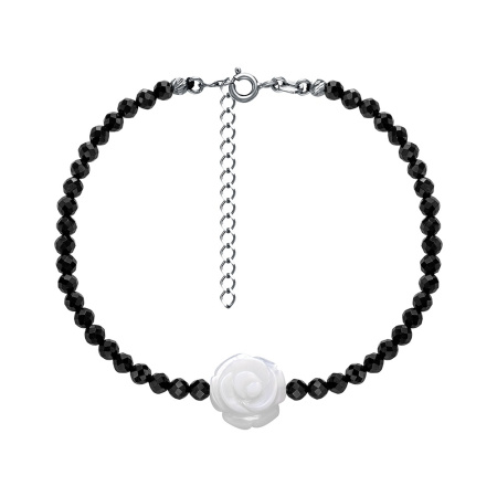 Браслет из серебра «Роза» со шпинелью и перламутром