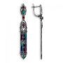 Серебряные серьги с витражной эмалью и гранатами