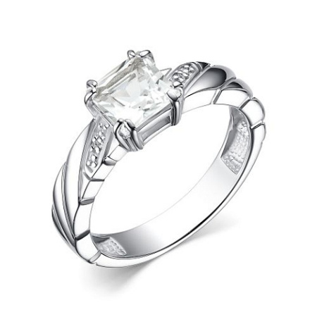 Кольцо из серебра с горным хрусталем и бриллиантами