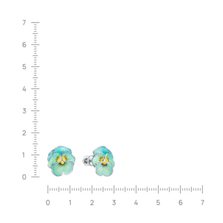 Серьги «Анютины глазки» из серебра с эмалью