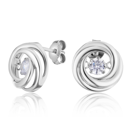 Серьги серебряные с танцующими, качающимися фианитами