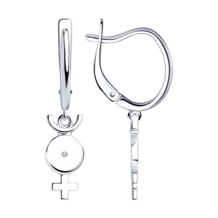 Серьги из серебра с фианитами