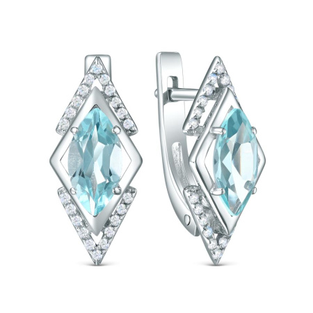 Серебряные серьги с топазом и фианитами