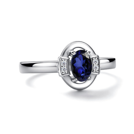 Кольцо из серебра с сапфиром и фианитами