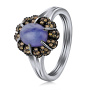 Кольцо из серебра с танзалитом и сапфиром