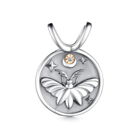 Серебряная подвеска с бриллиантом «Мотылек»