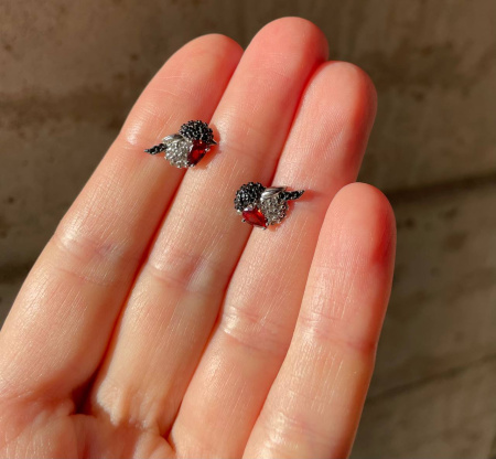 Серьги серебряные с фианитами «Снегирь»