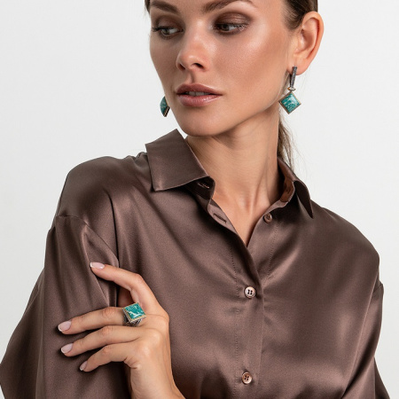 Серебряное кольцо «Рассветный Лес» с амазонитом