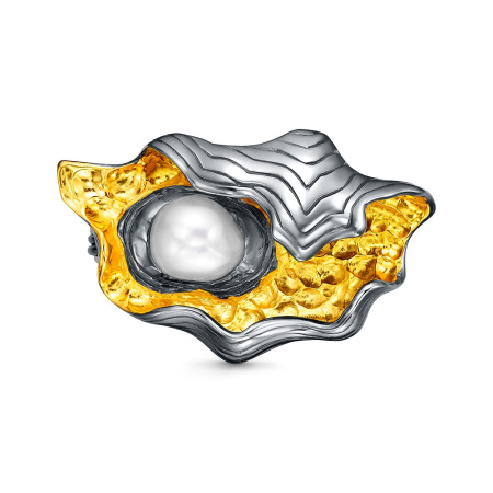 Брошь-подвеска из серебра с барочным жемчугом