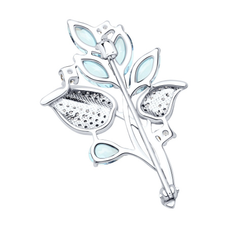 Брошь из серебра с топазами и фианитами