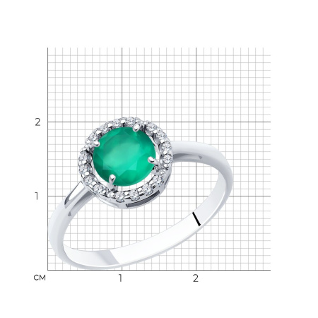 Кольцо из серебра с агатом и фианитами