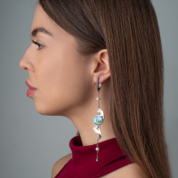 Серьги из серебра с аметистом, жемчугом, перламутром и танзанитами