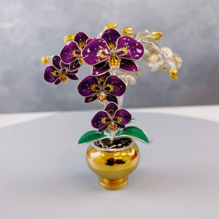 Сувенир «Орхидея» серебро и эмаль