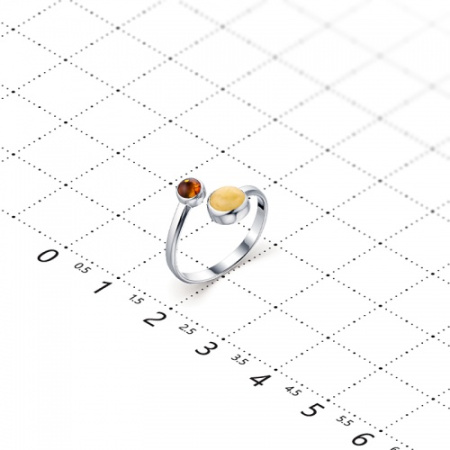 Серебряное разъемное кольцо с янтарем