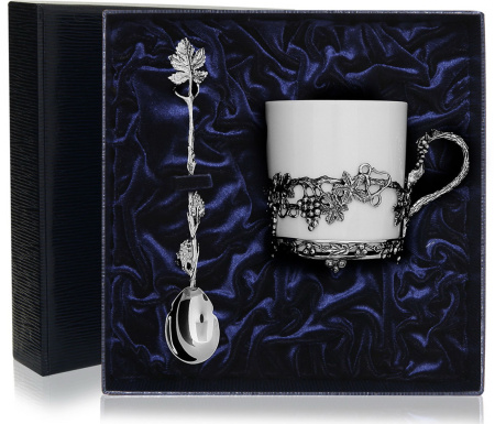 Чашка чайная «Виноград» с ложкой