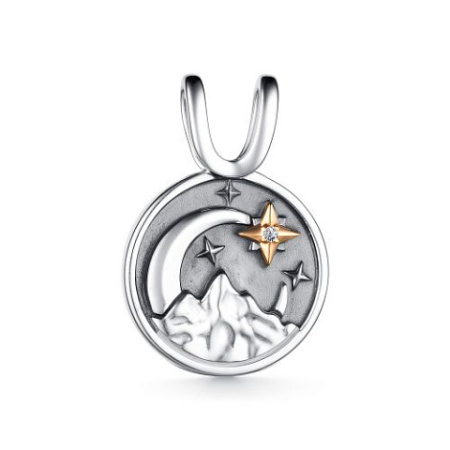 Подвеска из серебра с бриллиантом «Ночь»