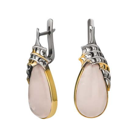 Серьги из серебра с розовым кварцем