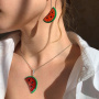 Серьги из серебра с эмалью и фианитами «Арбуз»