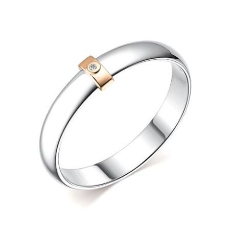 Серебряное кольцо с золотой накладкой и бриллиантом