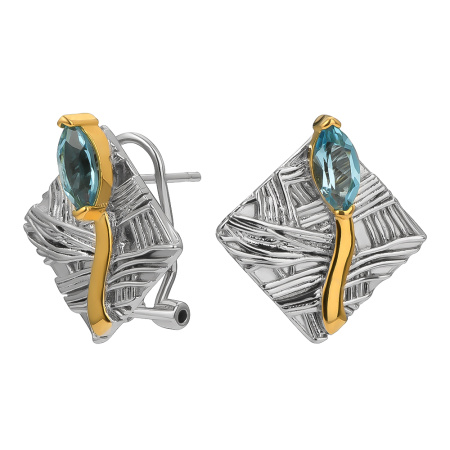 Серьги из серебра с топазом и позолотой