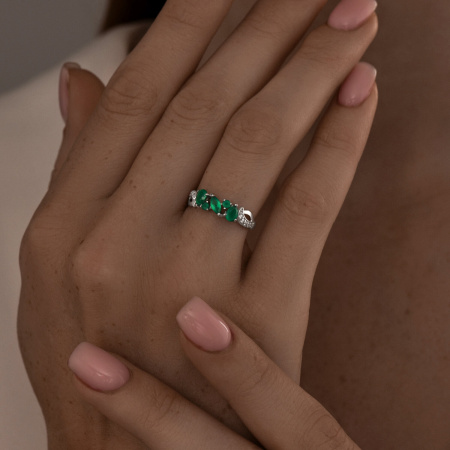 Серебряное кольцо с агатами и фианитами