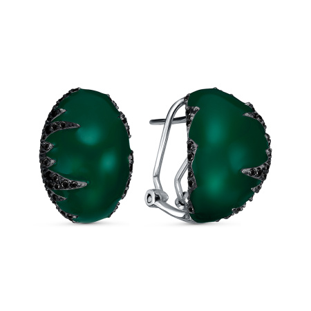 Серьги из серебра 925 пробы с шпинелью и эмалью