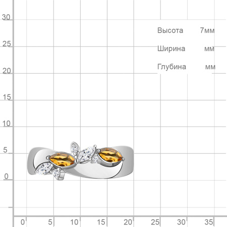 Кольцо из серебра с цитринами и фианитами