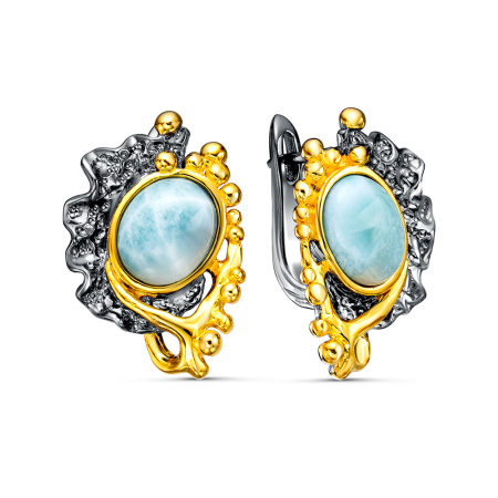Серьги из серебра 925 пробы с ларимарами