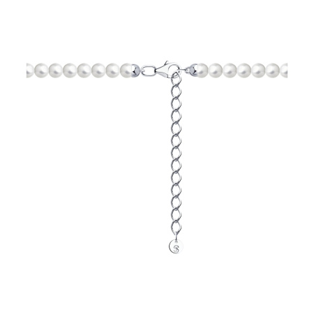 Колье из серебра с жемчугом и фианитами «Сердце»