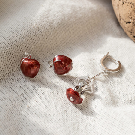 Серьги «Яблочное трио» с эмалью