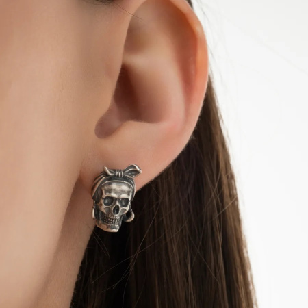 Серьги из серебра 925 Череп Баба Яга