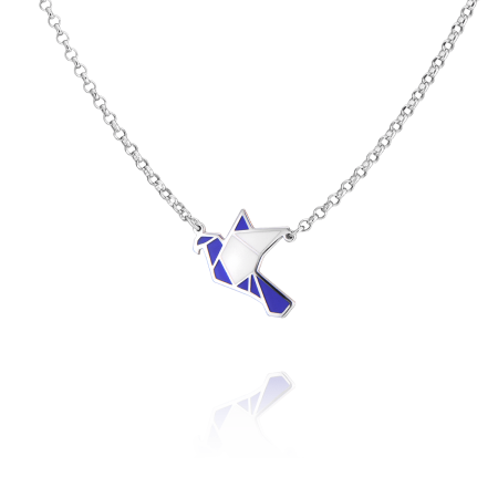 Серебряное колье с эмалью «Голубь»