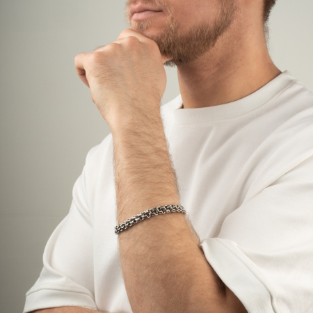 Браслет серебряный «Бисмарк» 8 мм