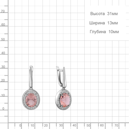 Серебряные серьги с наноморганитом и фианитами