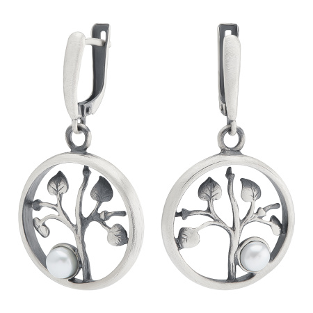 Серебряные серьги с жемчугом «Дерево»