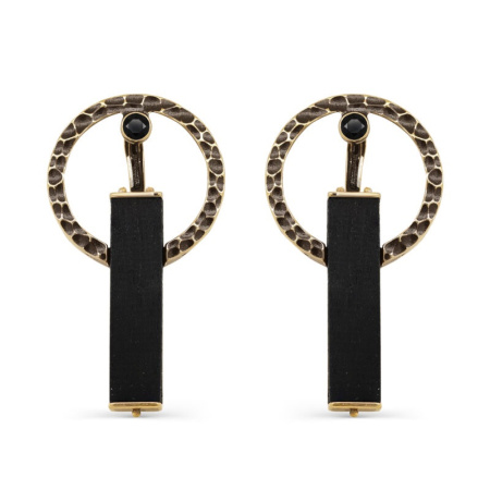 Серьги из серебра с деревом и наношпинелью в позолоте