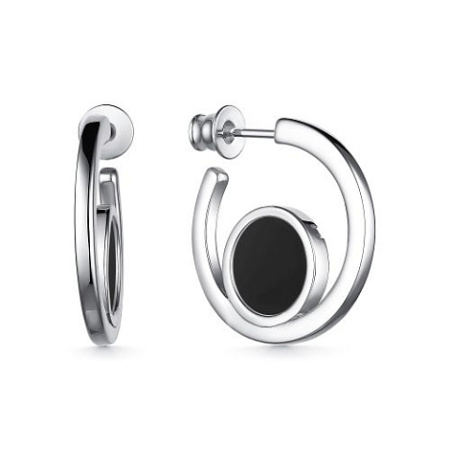 Серьги из серебра с ониксом