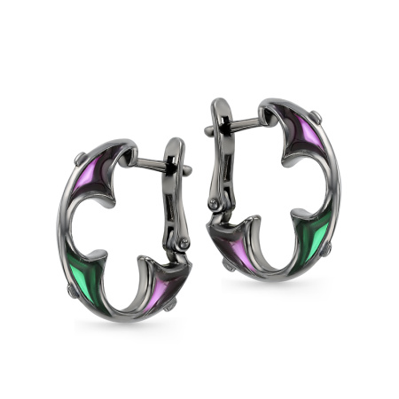 Серебряные серьги с витражной эмалью