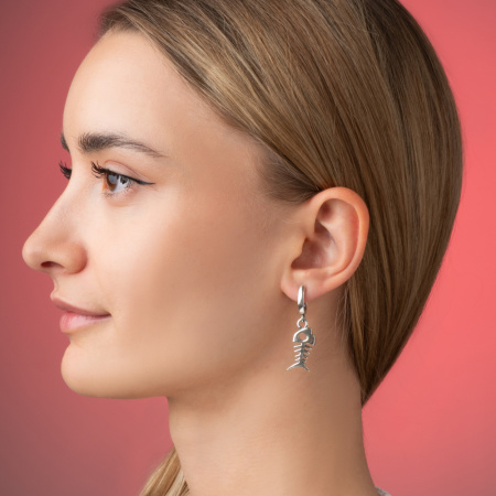 Серебряные серьги «Фиша» скелет рыба