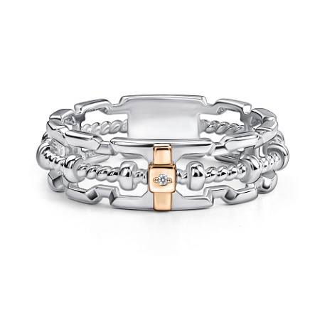 Серебряное кольцо с позолотой и бриллиантом