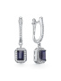 Серьги из серебра с натуральным сапфиром и фианитами