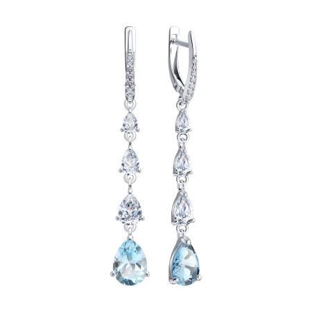 Серьги из серебра с топазами и фианитами