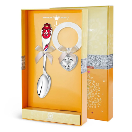 Набор для малышей КД «Сердце» ложка и погремушка на кольце